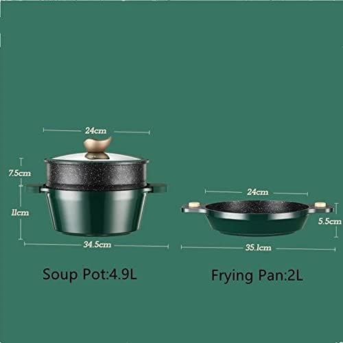 24Cm Maifan Stone Wok Set Aluminum Green Non-Stick Lid