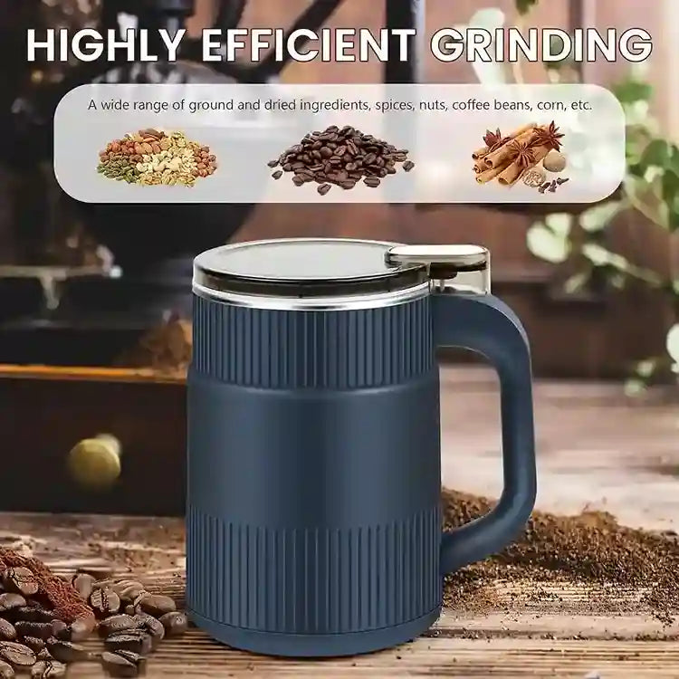 Spice Portable with Handal Electric Grain Mill Grinder Stainless Steel Dry Grain Spices Cereals Seasonings Coffee Bean Grinder Machine