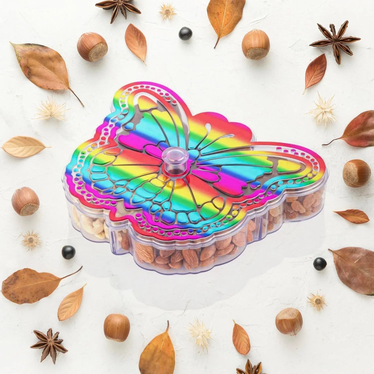 Butterfly Shape 4 Compartment Multipurpose Box Dry Fruit Box (1 Pc)