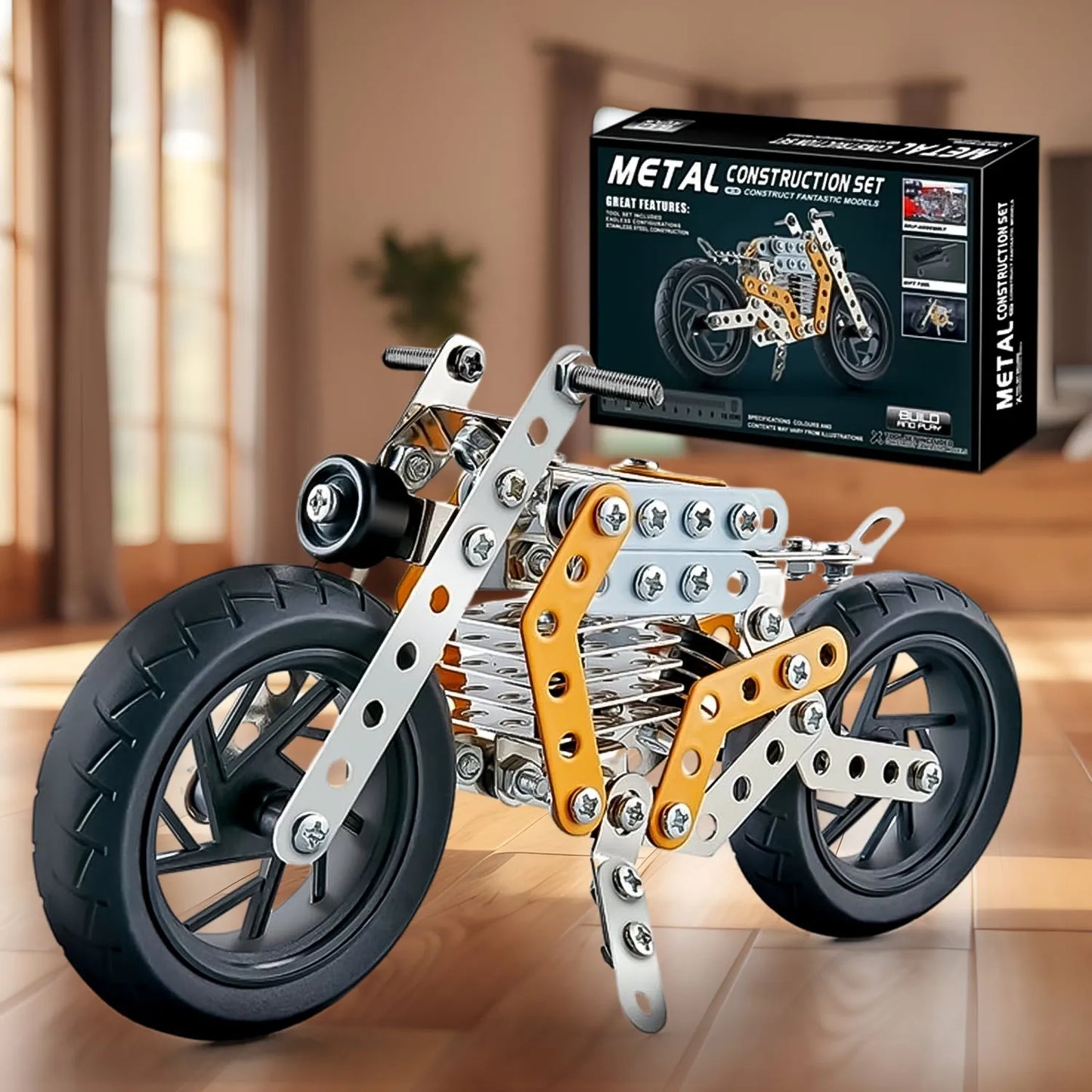 Metal Diy Bike Building Blocks For Kids (Bike 162 Pc Of Bike Tool 1 Set)