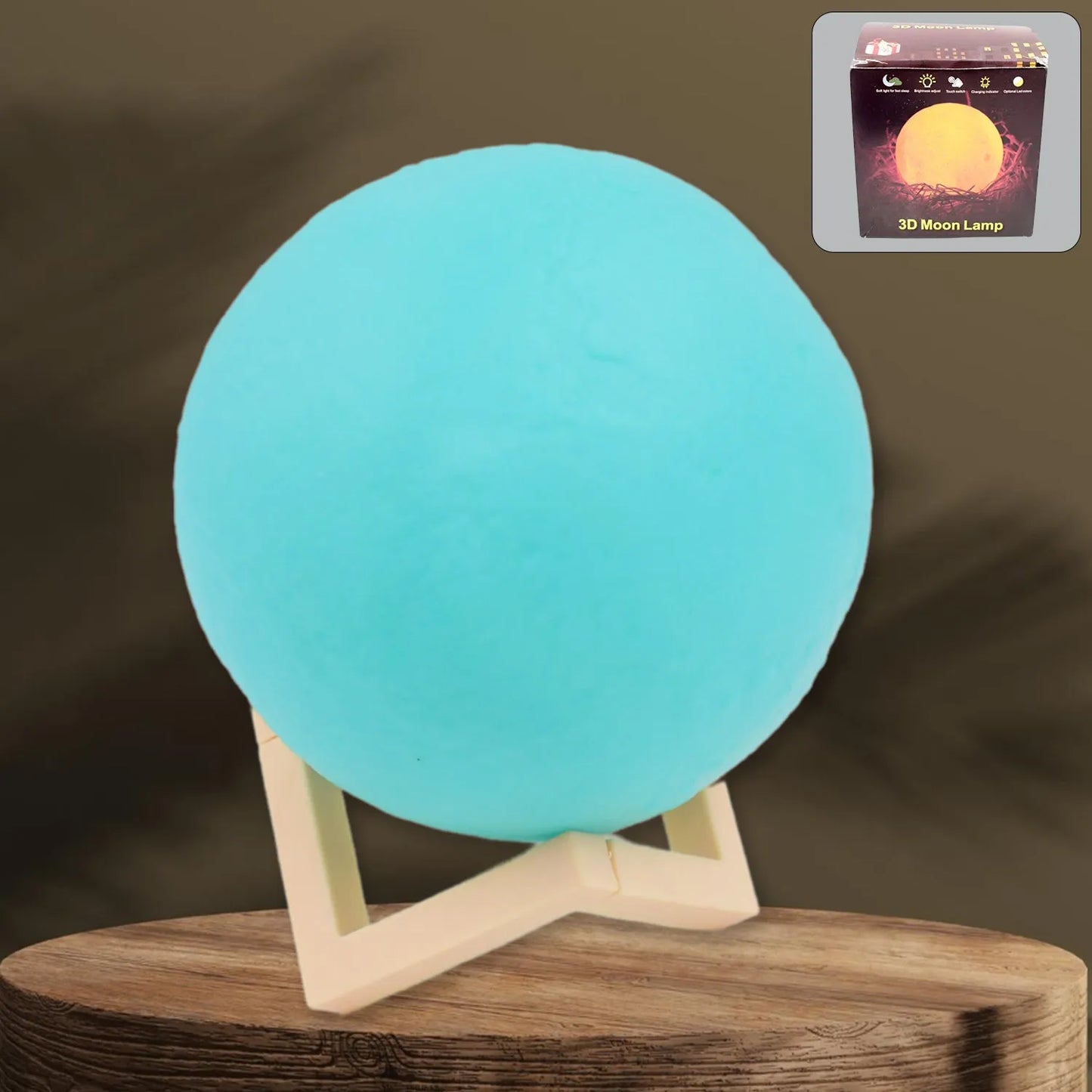 Moon Night Lamp Blue Color With Plastic Stand (15 X12 Cm 1 Pc)