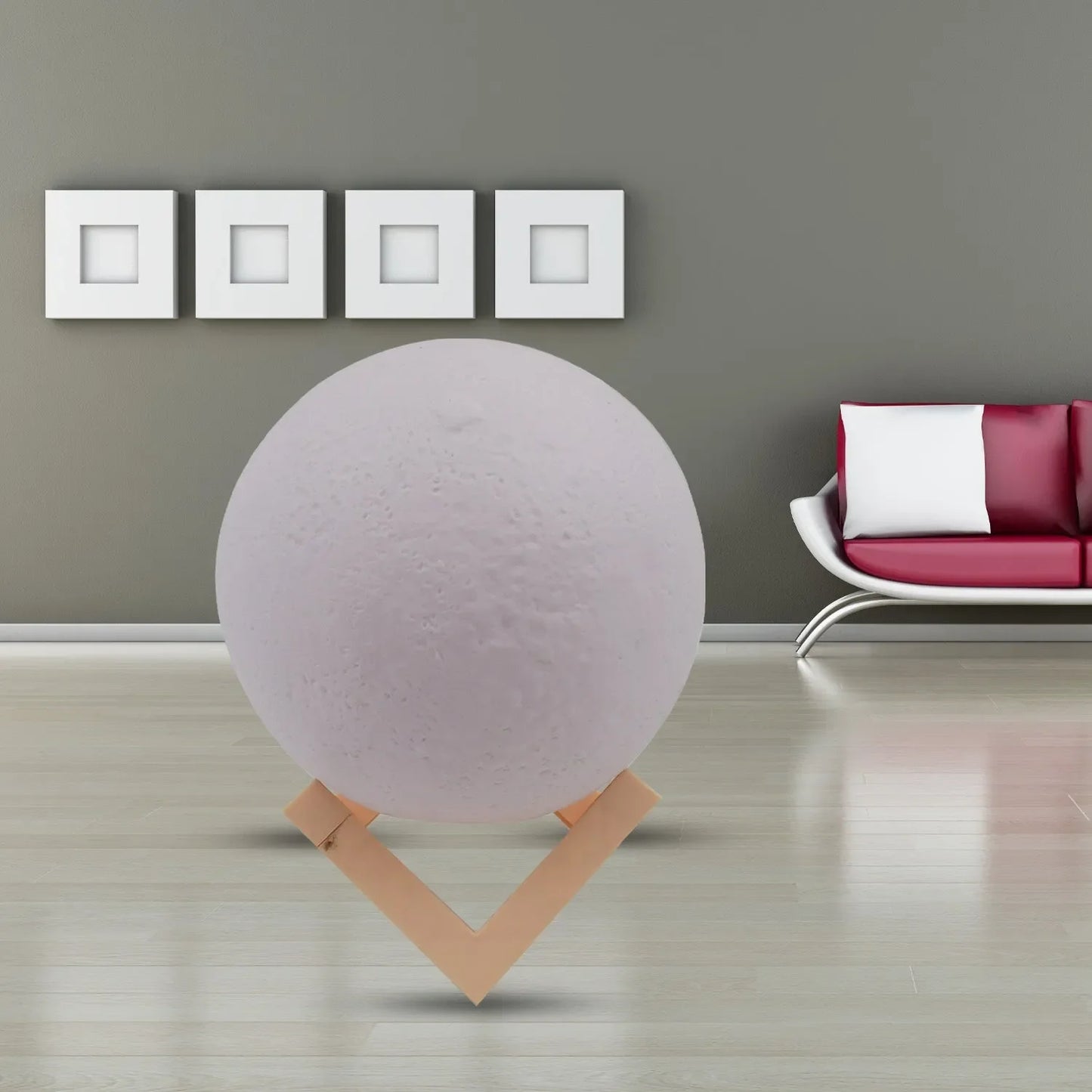 Moon Night Lamp With Plastic Stand Night Lamp For Bedroom (19 X14 Cm 1 Pc)