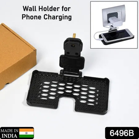 6496b Multi-purpose Wall Holder Stand For Charging Mobile Just Fit In Socket And Hang ( Black )