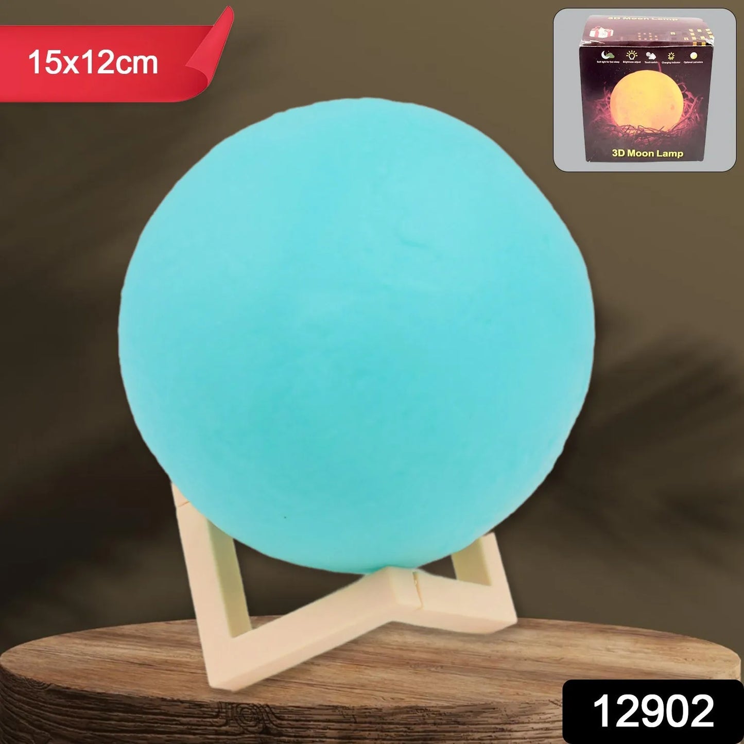 Moon Night Lamp Blue Color With Plastic Stand (15 X12 Cm 1 Pc)