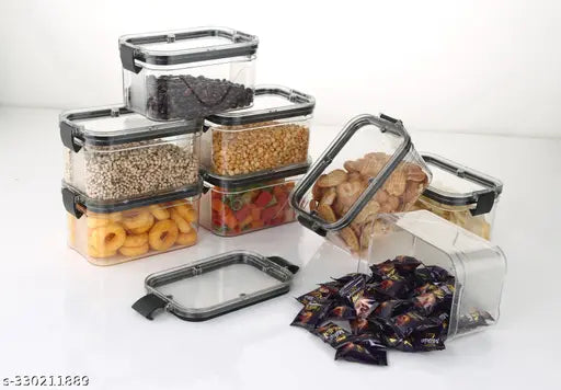 Plastic Transparent Lock - N Lock Type Storage Container Jar For Kitchen Dabba Spice, Masala, Dry Fruits Store Box - 400 ml