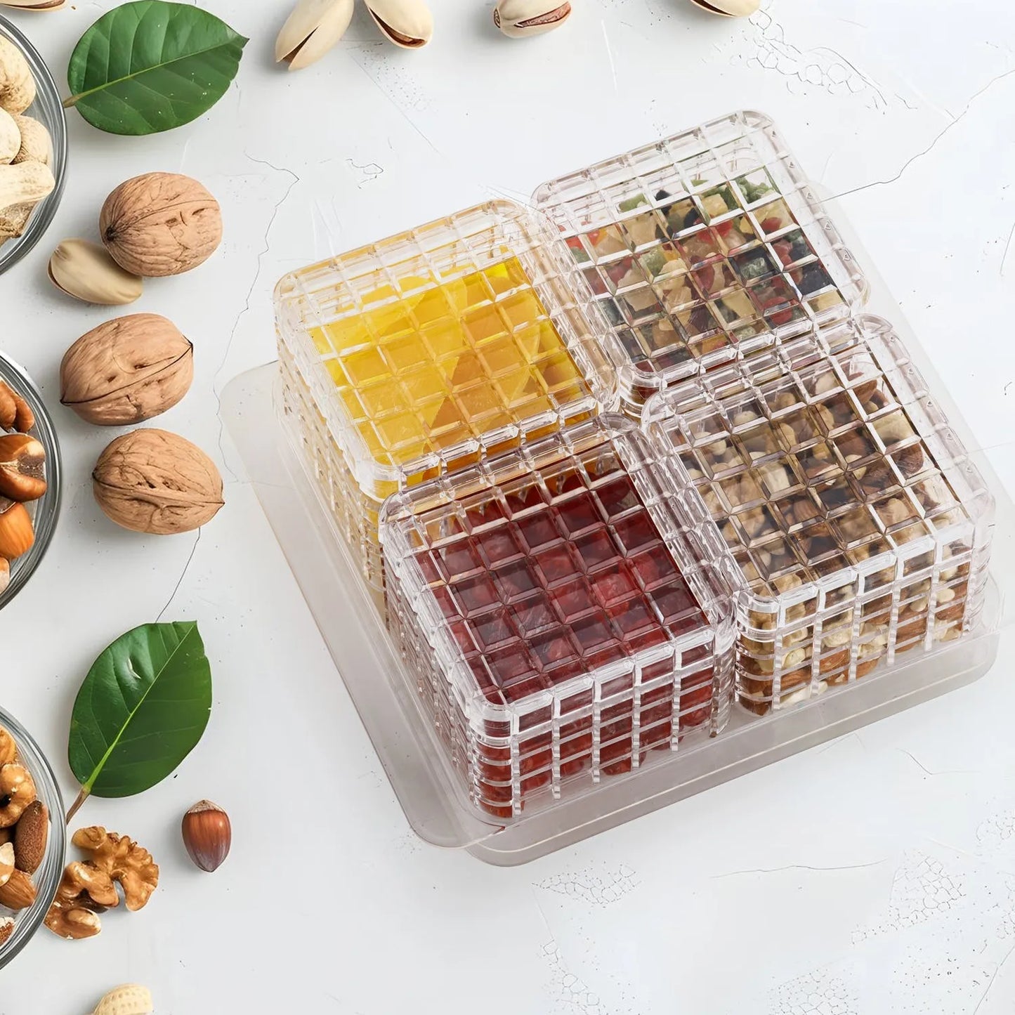 Ganesh Multipurpose Gift Set Dry Fruit Candy (4 Pcs Set  With Tray)