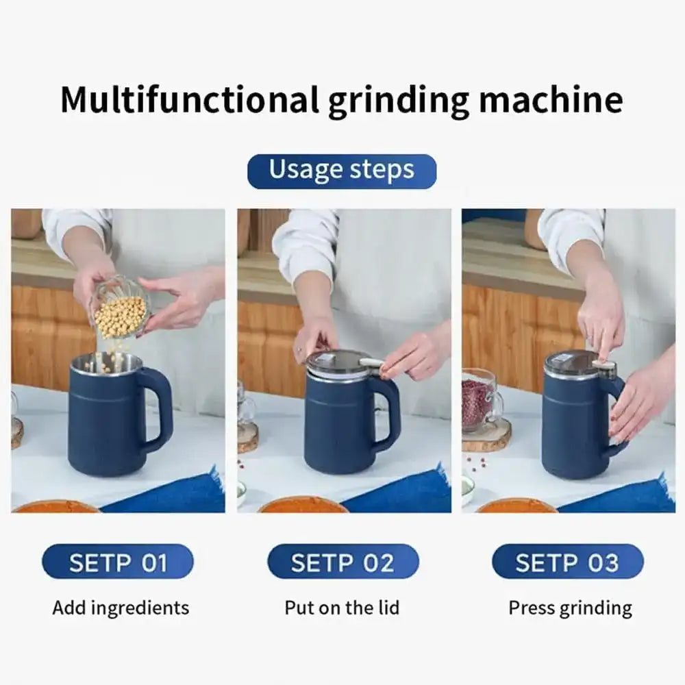 Spice Portable with Handal Electric Grain Mill Grinder Stainless Steel Dry Grain Spices Cereals Seasonings Coffee Bean Grinder Machine